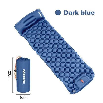 Outdoor Camping Inflatable Mattress Sleeping Pad With Pillows Ultralight Air Mat Built In Inflator Pump Hiking Leedoar