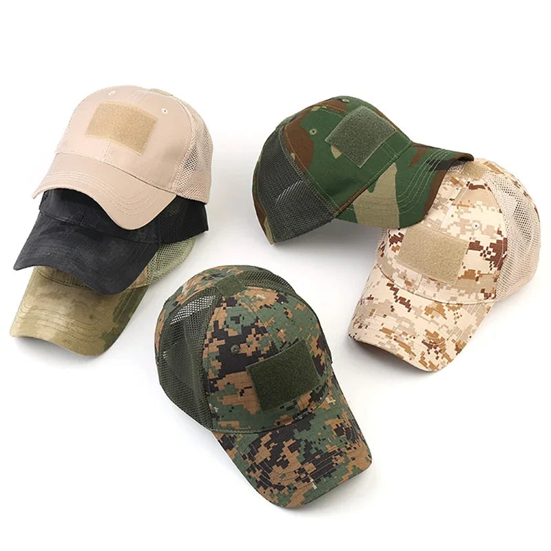 Boné ajustável camuflado multicam ao ar livre malha tático militar exército airsoft pesca caça caminhadas basquete snapback chapéu 