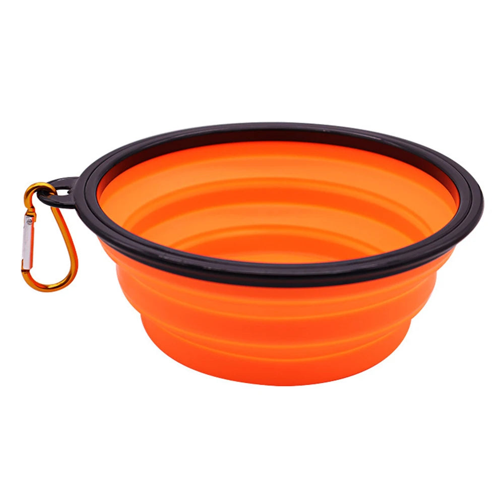 Outdoor Portable Pet Folding Bowl Silicone Dog Feeders with Hanging Hook Cat Dog Bowl Pet Items Dog Food Bowl Mascotas