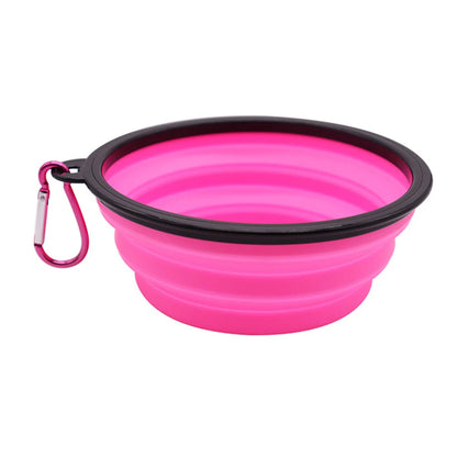 Outdoor Portable Pet Folding Bowl Silicone Dog Feeders with Hanging Hook Cat Dog Bowl Pet Items Dog Food Bowl Mascotas