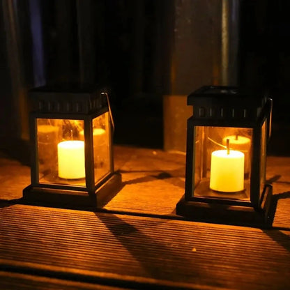 Lámpara de vela solar para exteriores, decoración de jardín, luces solares para exteriores a prueba de agua, farol de palacio retro, iluminación colgante para paisaje 