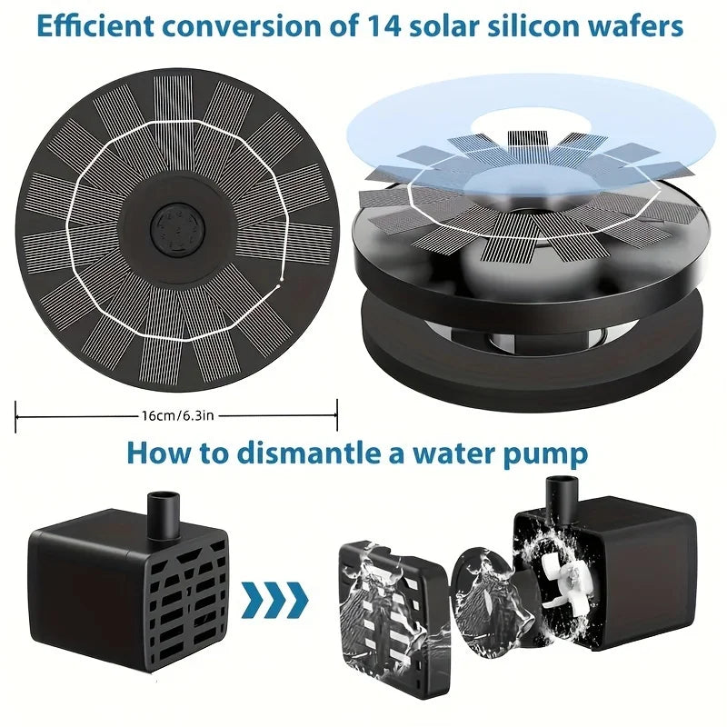 Outdoor Solar Floating Water Fountain For Bird Bath Fish Tank 7V/1W Garden Fountain Submersible Pump Garden Decoration Leedoar