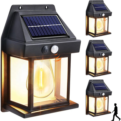 Outdoor Solar Wall Lamp Waterproof Tungsten Filament Lamp Induction Lamp Household Light Garden Wall Light Leedoar