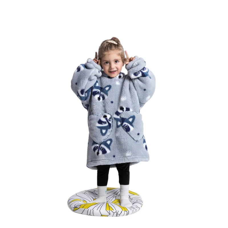 Oversized Shu Velveteen Warm Blanket for Winter Cozy Hoodie for Adults Kids Toddlers Halloween Xmas Gifts