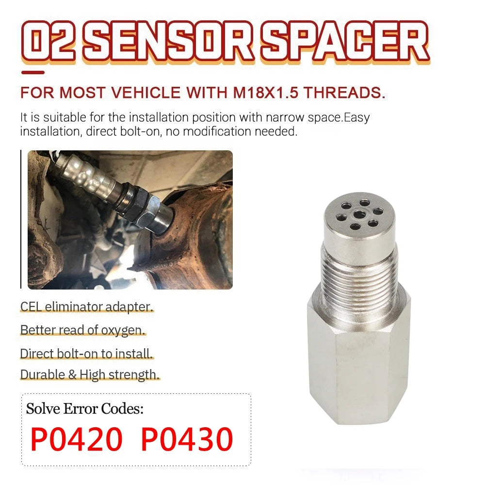 Sensor de oxigênio O2 M18X1.5 Adaptador espaçador extensor P0420 P0430 Conversor catalítico CEL Eliminator Check Engine Light 