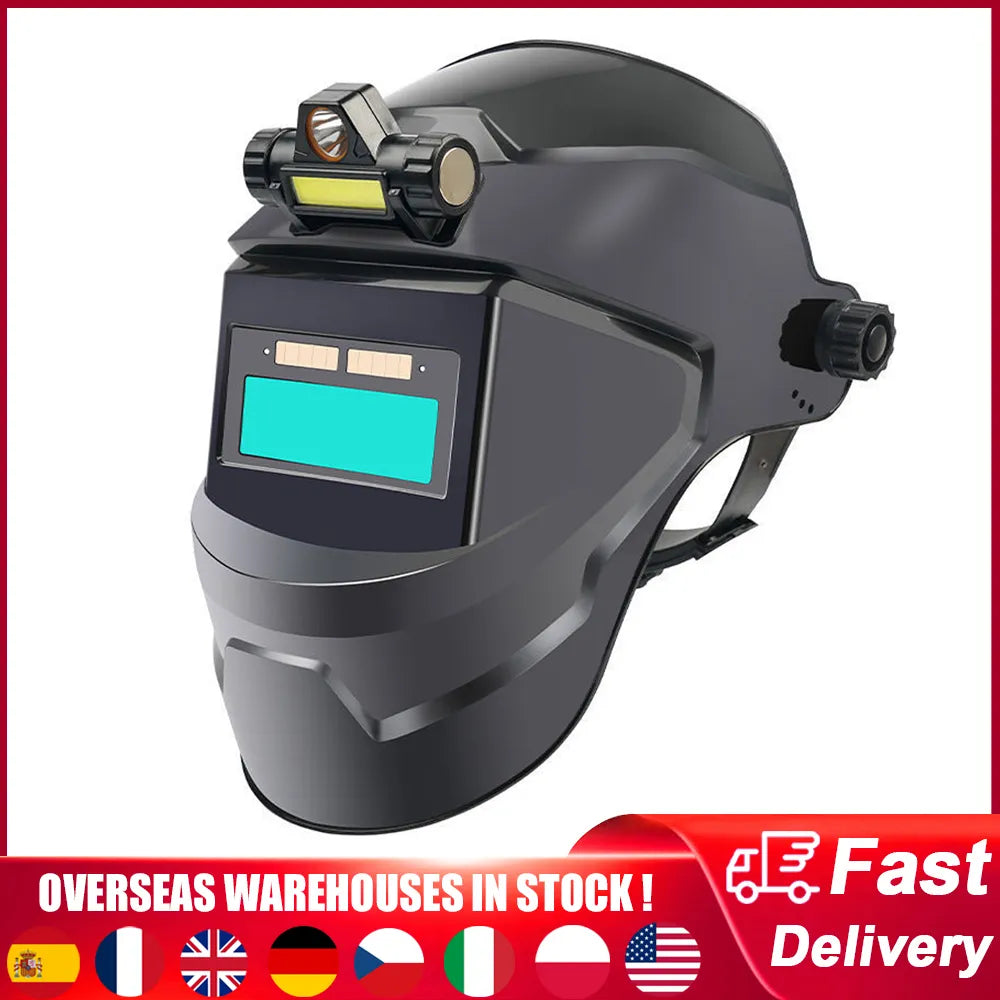 PC Welding Masks Automatic Variable Light Adjustment Large View Auto Darkening Welding Facemask for Arc Welding Grinding Cutting Leedoar