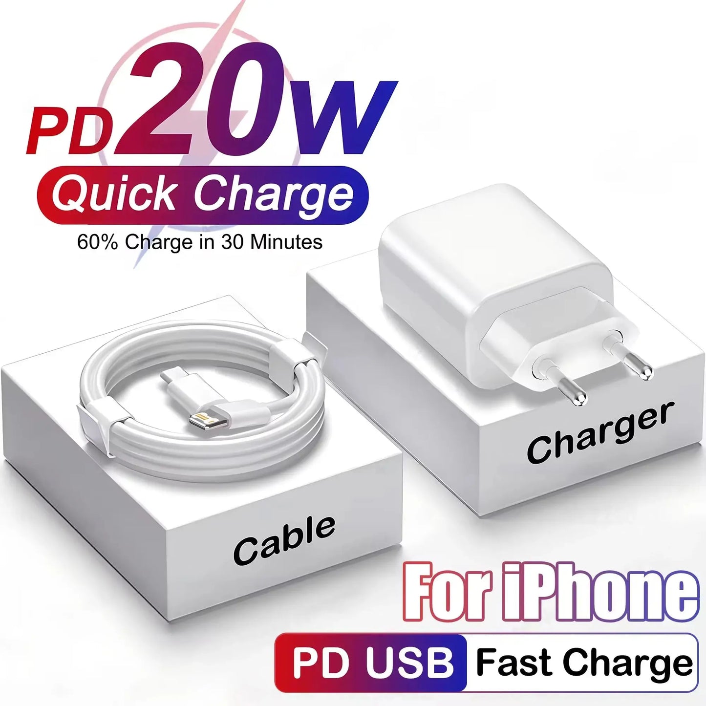 PD 20W Fast Charger For Apple iPhone 14 13 12 11 Pro Max Mini 7 8 Plus X XR USB Type-C Fast Charging Phone Adapter Accessories Leedoar