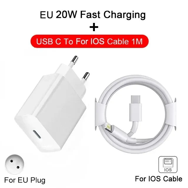 PD 20W Fast Charger For Apple iPhone 14 13 12 11 Pro Max Mini 7 8 Plus X XR USB Type-C Fast Charging Phone Adapter Accessories Leedoar