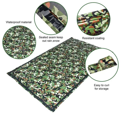 PE Emergency Sleeping Bag Camouflage Waterproof Portable Survival 120x200cm Sleeping Bag for Outdoor Camping Hiking Adventure Leedoar