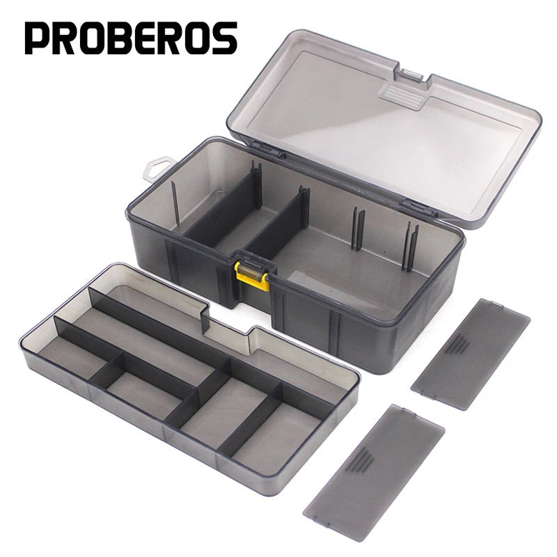 PRO BEROS Fishing Tackle Box Waterproof Plastic Double Layer Lures Hook Minnow Bait Storage Case Multifunctional Fishing Tool Leedoar