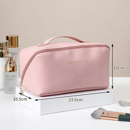 PU Pillow Cosmetic Bag Large Capacity Cosmetic Storage Bag Convenient Travel Wash Bag 1pc Leedoar