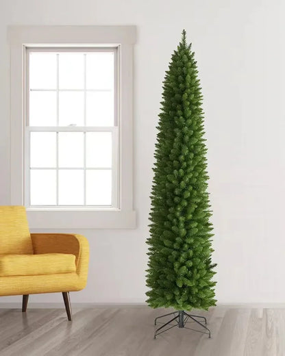 PVC Christmas Tree Artificial Christmas Tree Green Pointed Slender Slim Pen Pole Christmas Atmosphere Decorations1.2m~2.7m