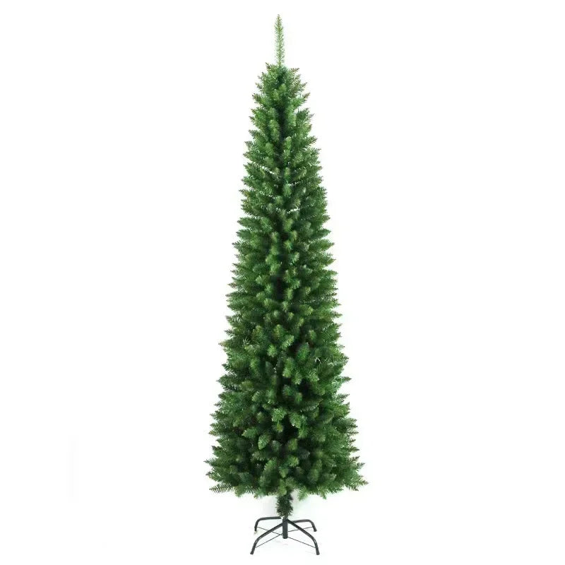 PVC Christmas Tree Artificial Christmas Tree Green Pointed Slender Slim Pen Pole Christmas Atmosphere Decorations1.2m~2.7m