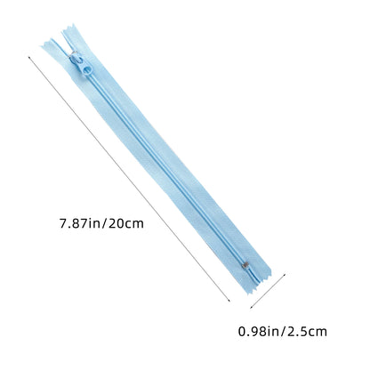 Pacote com 10 zíperes de nylon com costura fina, zíperes coloridos de carretel, zíperes não separáveis, zíperes de costura de 20 cm para roupas, artesanato de costura faça você mesmo 