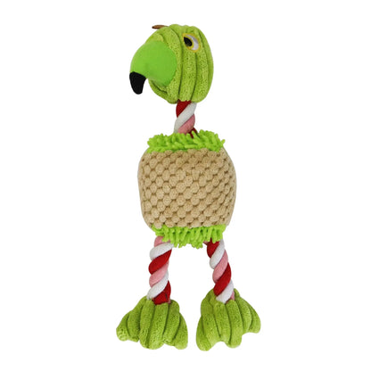 Parrot Shape Plush Dog Toys Lovely Bright Color Flamingo Bite Resistant Teeth Grinding and Sound Producing Pet Chew Squeaky Toy Leedoar