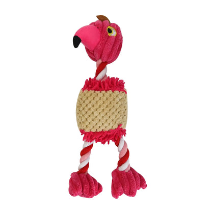 Parrot Shape Plush Dog Toys Lovely Bright Color Flamingo Bite Resistant Teeth Grinding and Sound Producing Pet Chew Squeaky Toy Leedoar