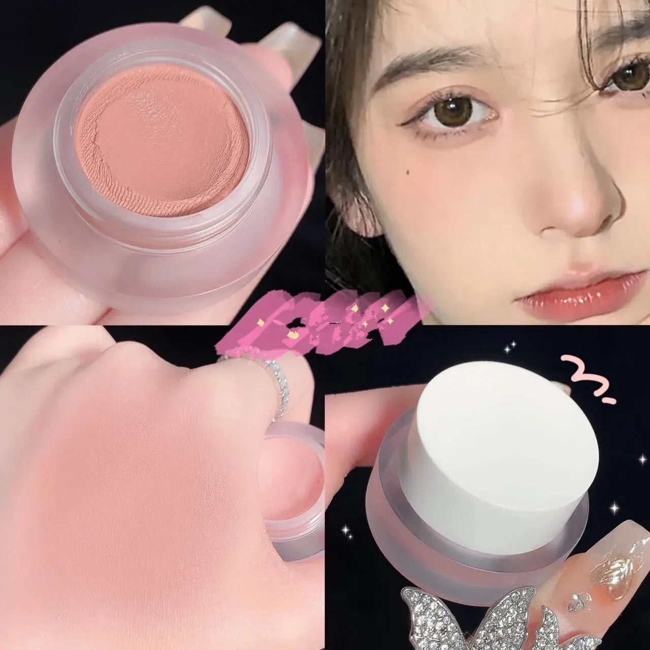 Peach Blush Paste Clay Nude Natural Matte Mousse Rouge Woman New Monochrome Expanded Shrink Cheek Purple Eyeshadow Leedoar