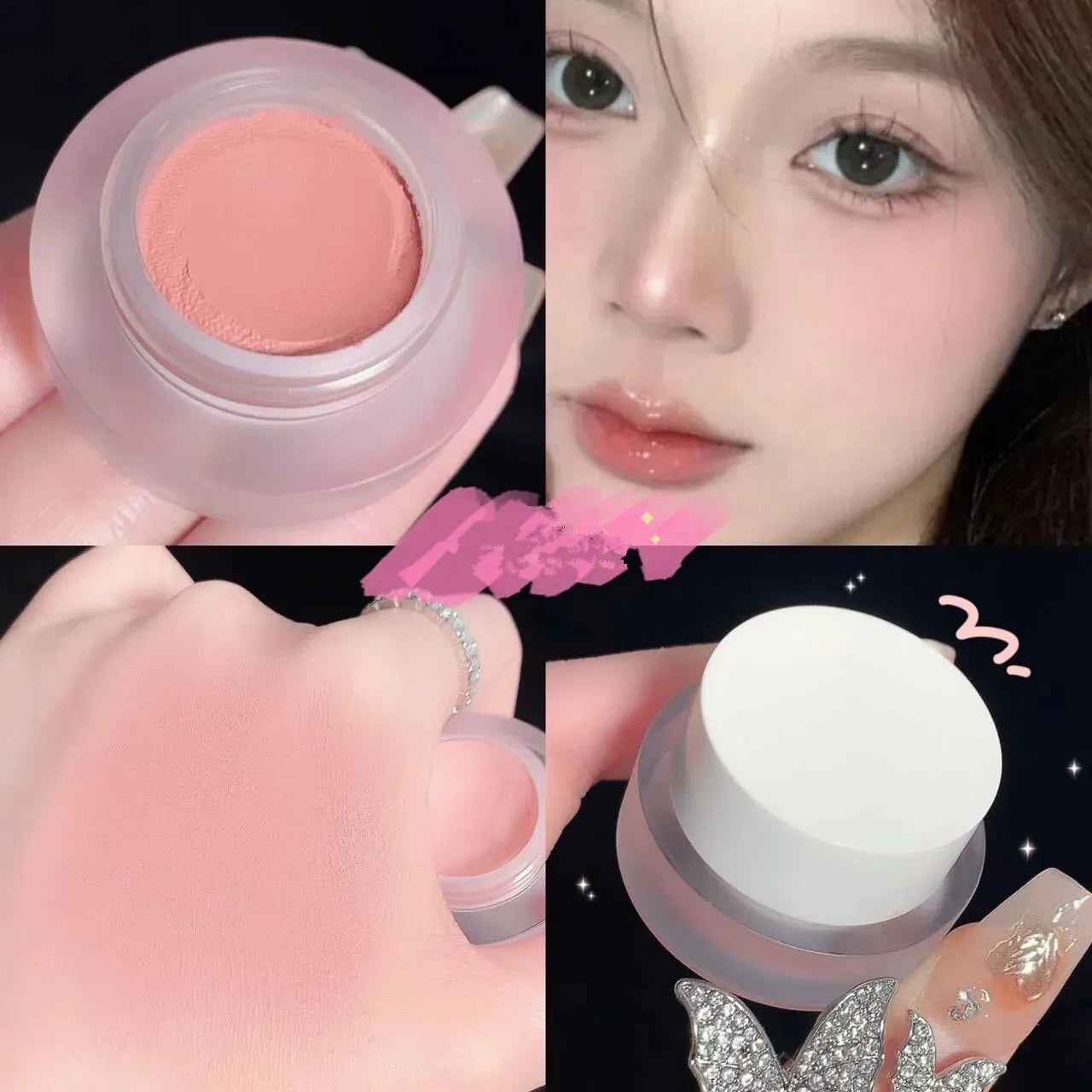 Peach Blush Paste Clay Nude Natural Matte Mousse Rouge Woman New Monochrome Expanded Shrink Cheek Purple Eyeshadow Leedoar