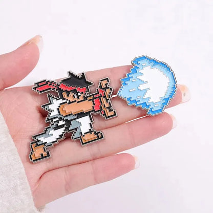 Personalizado e criativo infância arcade pixel jogo periférico presente liga gota óleo emblema metal acessórios 