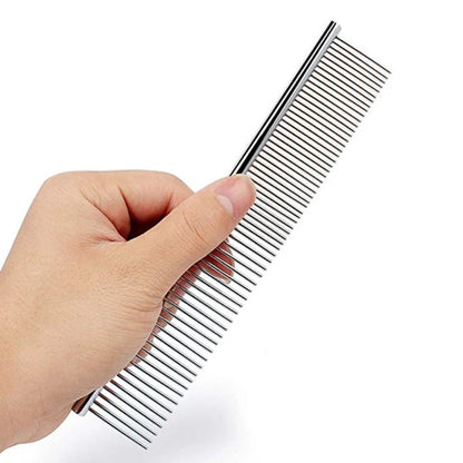 Pet Hair Removal Comb Stainless Steel Pet Grooming Comb Gently Removes Loose Knotted Hair Dog Cat Cleaning Beauty Supplies Leedoar