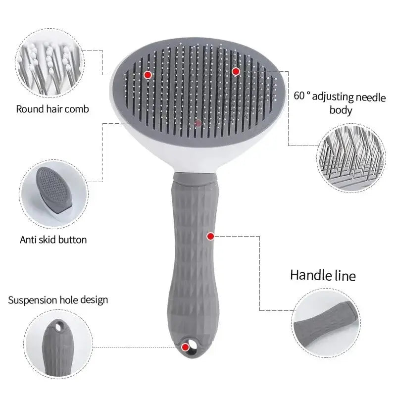 Pet Hair Remover Brush Dog Cat Non-slip Beauty Brush Dog Grooming Equipment Pets Stainless Steel For Dogs Pet Hair Removal Comb Leedoar