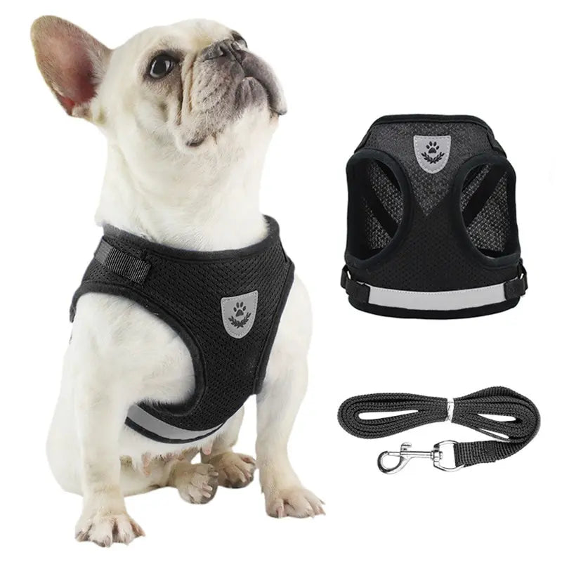 Pet Leash Undershirt Harnesses Mesh Breathable Adjustable Easy Control Reflective Undershirt Dog Harness Collar Leedoar