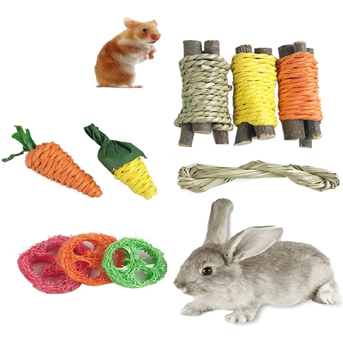 Pet Rabbit Guinea Pig Dragon Cat Fun Toy Hamster Rabbit Rabbit Tooth Grinding Set Pet Tooth Grinding Snacks Leedoar