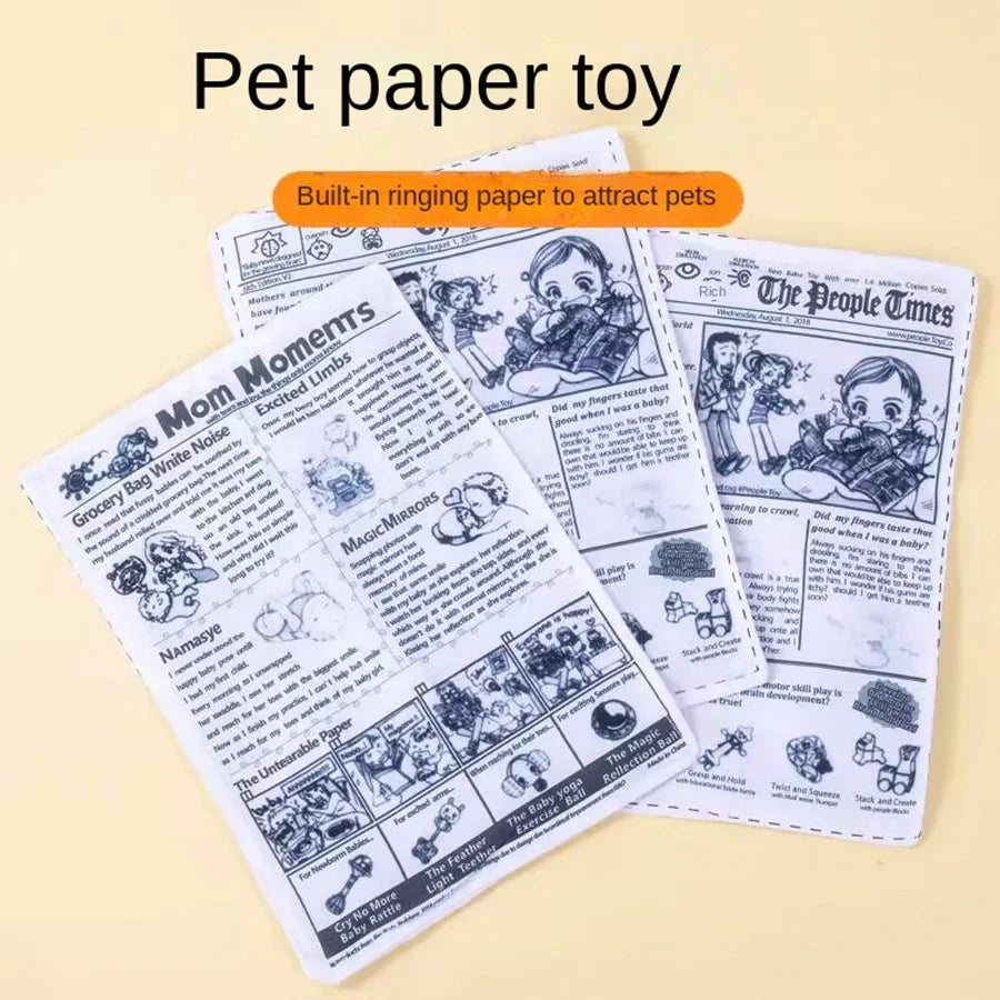 Pet sniffing black and white ringing paper toy for cats and dogs, interactive tear-resistant newspaper sound toy, self-pleasure and boredom relief artifact Leedoar