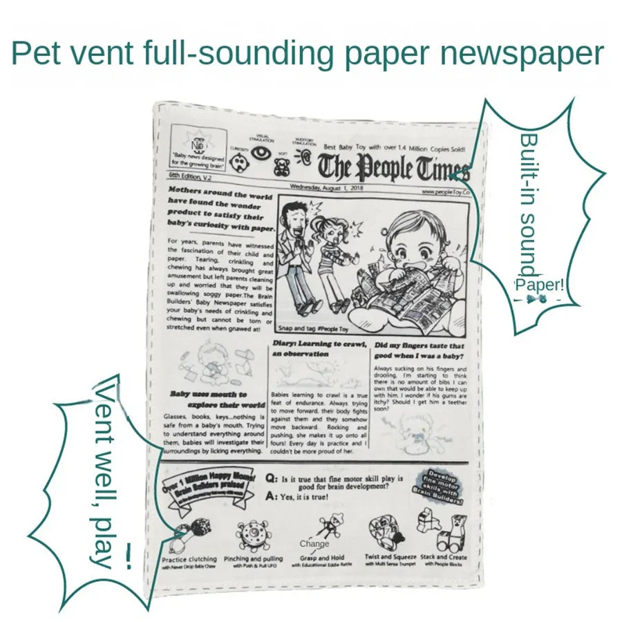 Pet sniffing black and white ringing paper toy for cats and dogs, interactive tear-resistant newspaper sound toy, self-pleasure and boredom relief artifact Leedoar