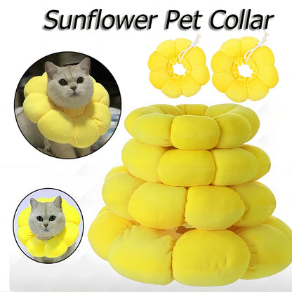 Pets Cats After Surgery Wound Protective Collar Cotton Soft Adjustable Elizabeth Collar Prevent Licking Of Hair Sunflower Collar