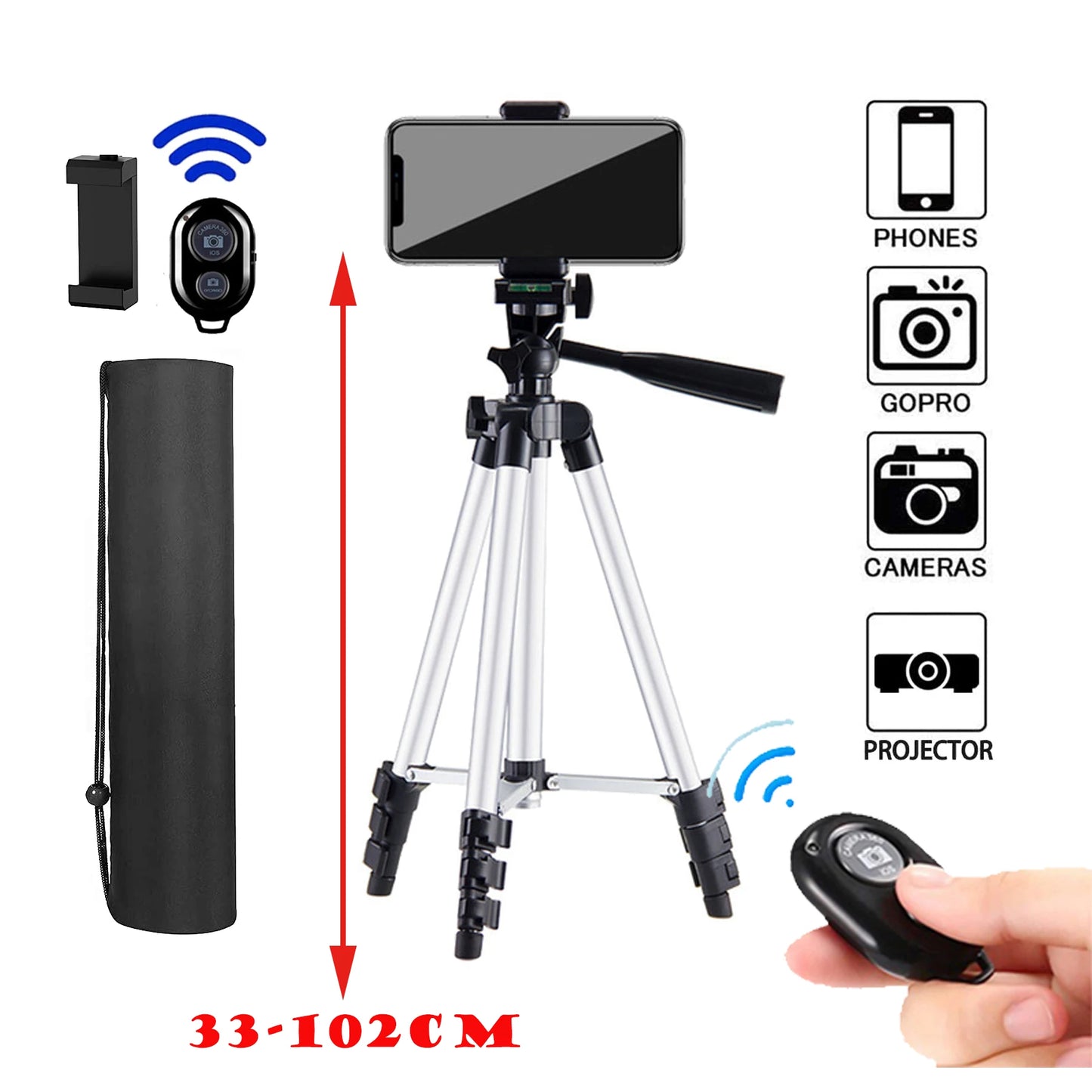 Phone Tripods for Cellphone 100cm Universal Video Tripod Stand with Bluetooth Selfie Remote Video Recording Photography Stand Leedoar