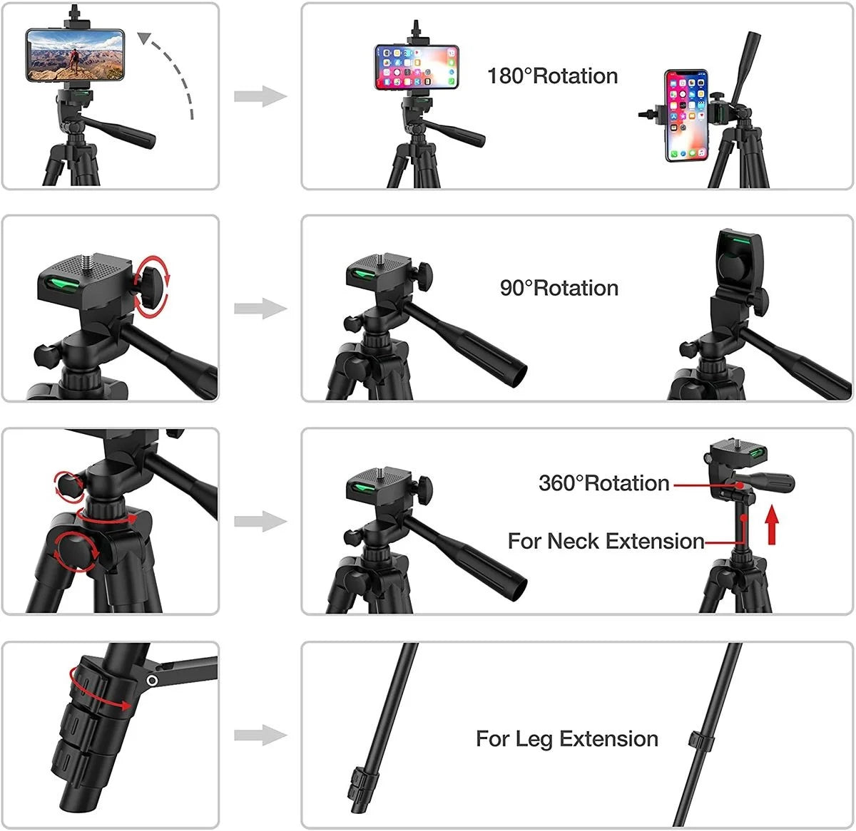 Phone Tripods for Cellphone 100cm Universal Video Tripod Stand with Bluetooth Selfie Remote Video Recording Photography Stand Leedoar