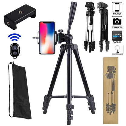 Phone Tripods for Cellphone 100cm Universal Video Tripod Stand with Bluetooth Selfie Remote Video Recording Photography Stand Leedoar