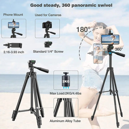 Phone Tripods for Cellphone 100cm Universal Video Tripod Stand with Bluetooth Selfie Remote Video Recording Photography Stand Leedoar