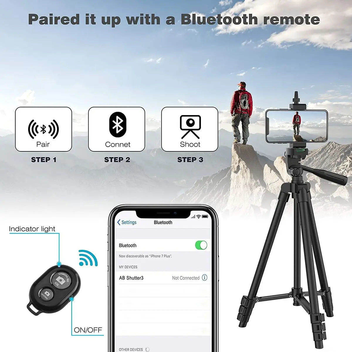 Phone Tripods for Cellphone 100cm Universal Video Tripod Stand with Bluetooth Selfie Remote Video Recording Photography Stand Leedoar