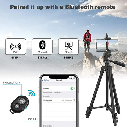 Phone Tripods for Cellphone 100cm Universal Video Tripod Stand with Bluetooth Selfie Remote Video Recording Photography Stand Leedoar