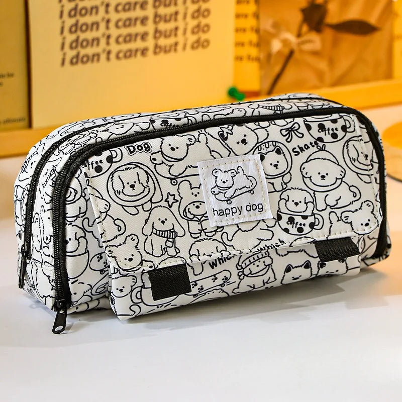 Piglet Printing Pen Case with Large Capacity Organizer Storage Bag for Stationery Supplies Bag Organizer Leedoar