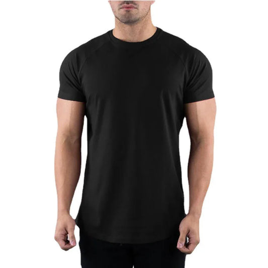 Camiseta de ginástica simples masculina, roupas fitness de verão, gola redonda, manga curta, camiseta de algodão, ajuste fino, camiseta de treino de musculação, camisetas, tops 