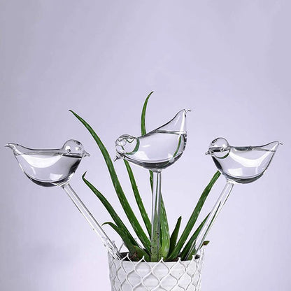 Plant Waterer Self Watering Globes, Bird Shape Hand Blown Clear Aqua Bulbs High Quality Automatic Flower Watering Device Leedoar