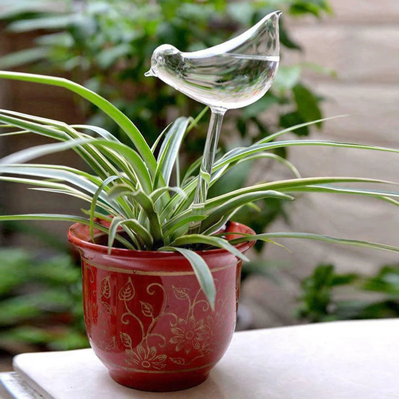 Plant Waterer Self Watering Globes, Bird Shape Hand Blown Clear Aqua Bulbs High Quality Automatic Flower Watering Device Leedoar