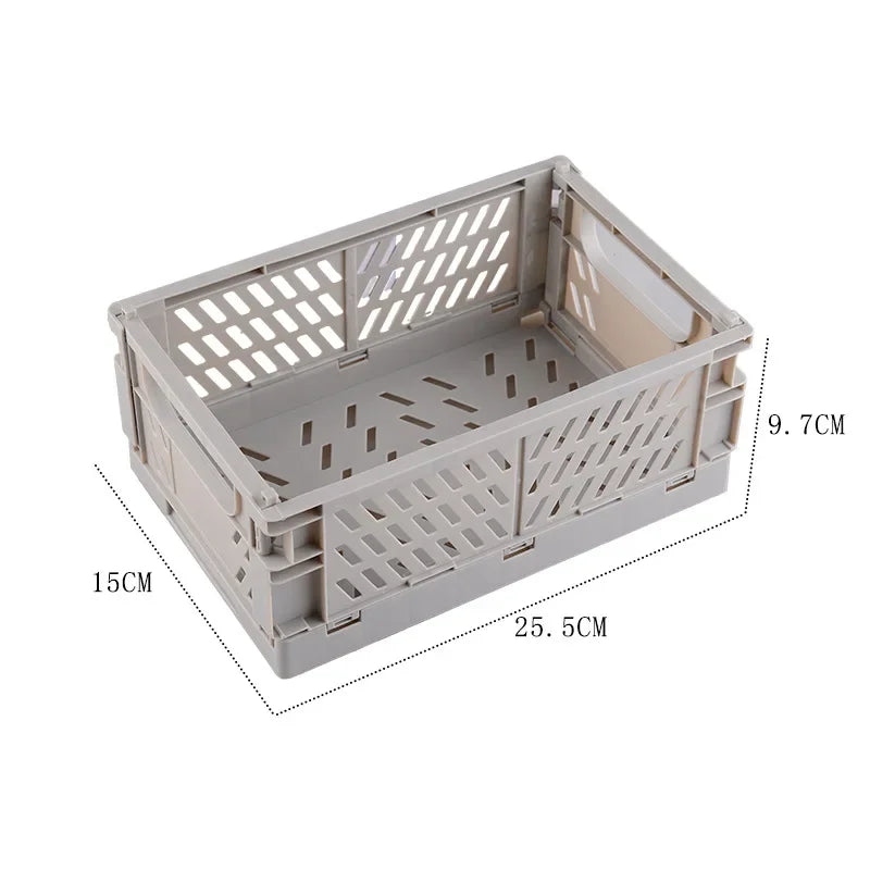 Plastic Foldable Storage Crate Folding Box Basket Stackable Cute Makeup Jewellery Toys Boxes for Storage Box Organizer Portable Leedoar