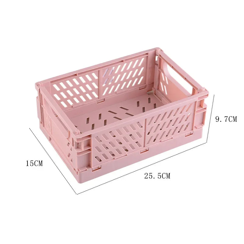 Plastic Foldable Storage Crate Folding Box Basket Stackable Cute Makeup Jewellery Toys Boxes for Storage Box Organizer Portable Leedoar