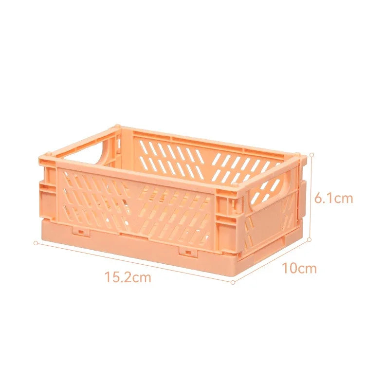 Plastic Foldable Storage Crate Folding Box Basket Stackable Cute Makeup Jewellery Toys Boxes for Storage Box Organizer Portable Leedoar