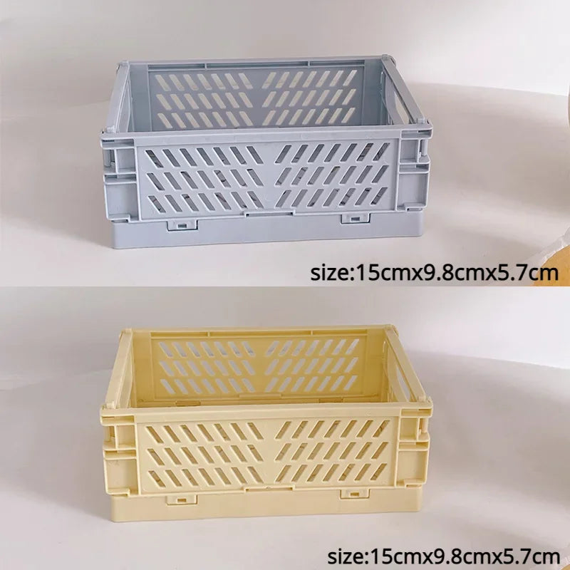 Plastic Foldable Storage Crate Folding Box Basket Stackable Cute Makeup Jewellery Toys Boxes for Storage Box Organizer Portable Leedoar