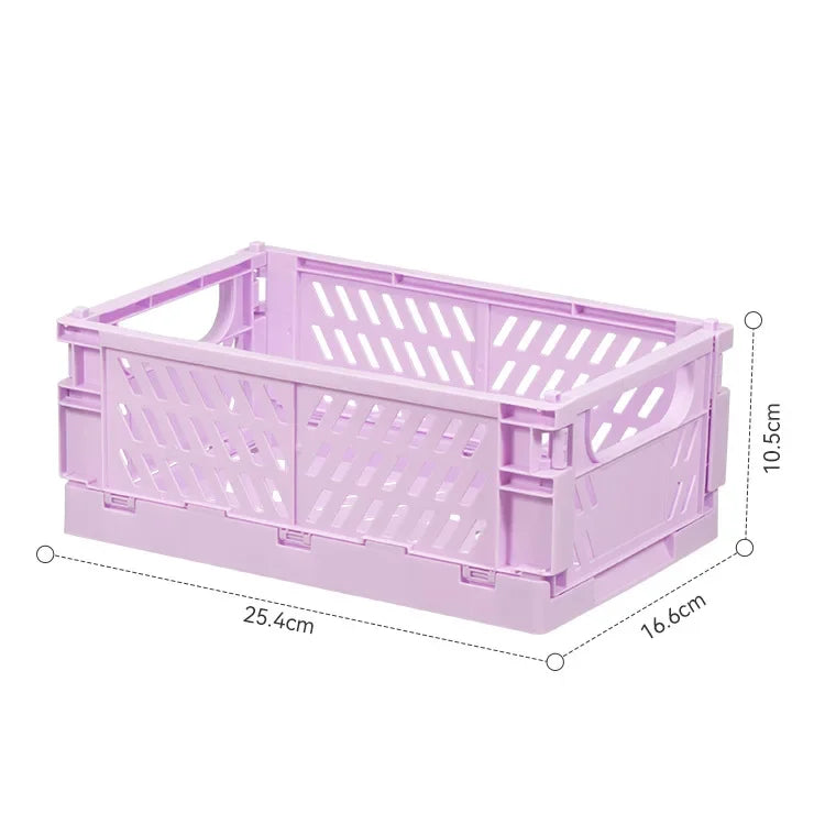 Plastic Foldable Storage Crate Folding Box Basket Stackable Cute Makeup Jewellery Toys Boxes for Storage Box Organizer Portable Leedoar