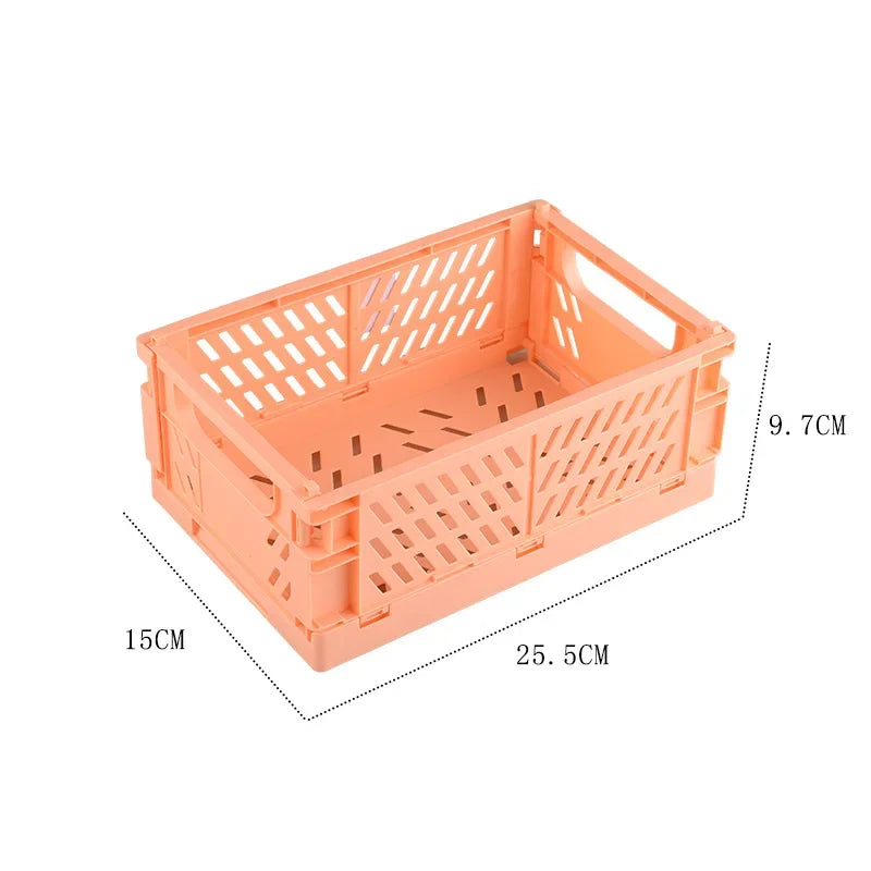 Plastic Foldable Storage Crate Folding Box Basket Stackable Cute Makeup Jewellery Toys Boxes for Storage Box Organizer Portable Leedoar