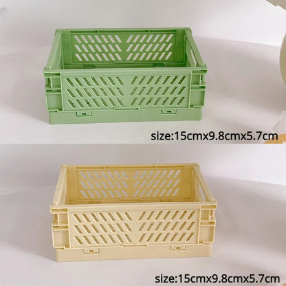 Plastic Foldable Storage Crate Folding Box Basket Stackable Cute Makeup Jewellery Toys Boxes for Storage Box Organizer Portable Leedoar