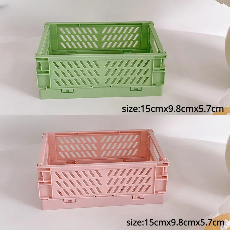 Plastic Foldable Storage Crate Folding Box Basket Stackable Cute Makeup Jewellery Toys Boxes for Storage Box Organizer Portable Leedoar