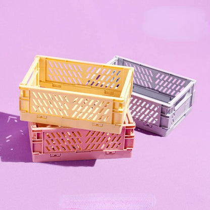 Plastic Foldable Storage Crate Folding Box Basket Stackable Cute Makeup Jewellery Toys Boxes for Storage Box Organizer Portable Leedoar