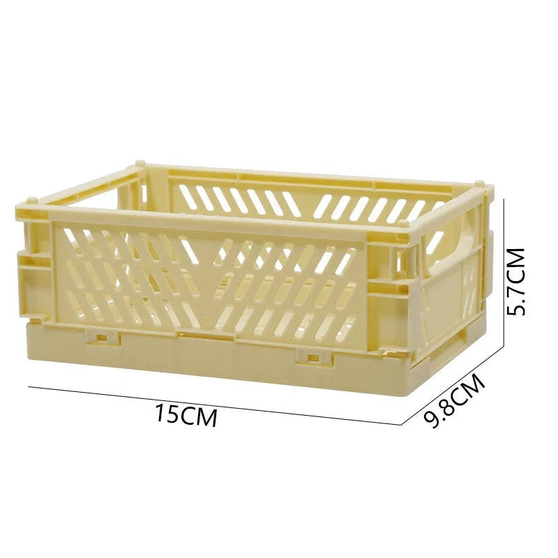 Plastic Foldable Storage Crate Folding Box Basket Stackable Cute Makeup Jewellery Toys Boxes for Storage Box Organizer Portable Leedoar